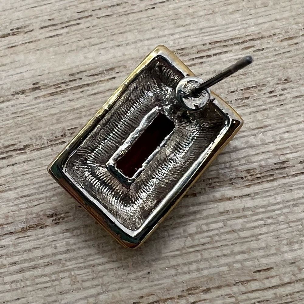 Ruby Red Rhinestone Rectangular Elegant Fancy Pos… - image 5